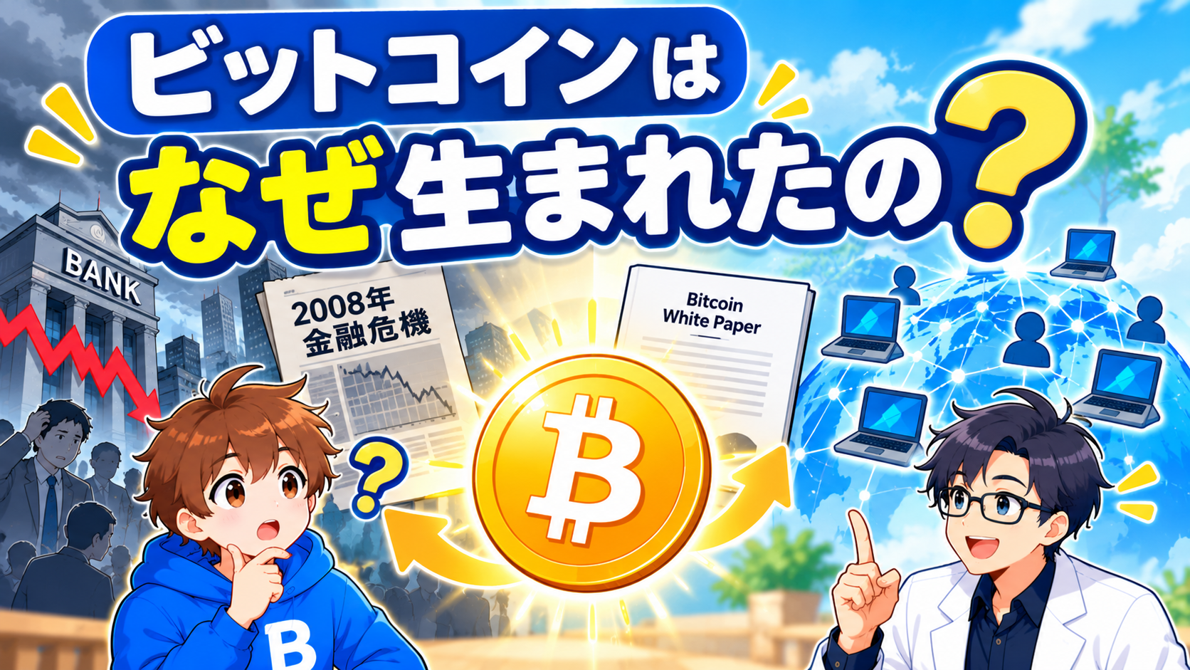 ビットコインはなぜ生まれたの？アイキャッチ画像